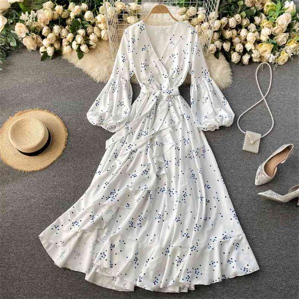 boho style long maxi dress women chic spring summer v-neck lantern sleeve sash lace up ruffles holiday party 210603, Black;gray
boho style long maxi dress women chic spring summer v-neck lantern sleeve sash lace up ruffles holiday party 210603, Black;gray