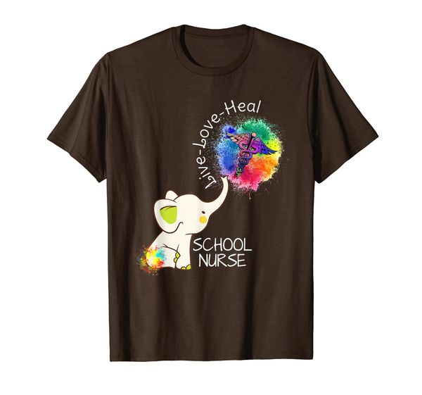 elephant live love heal school nurse cute nurse gifts t-shirt, White;black