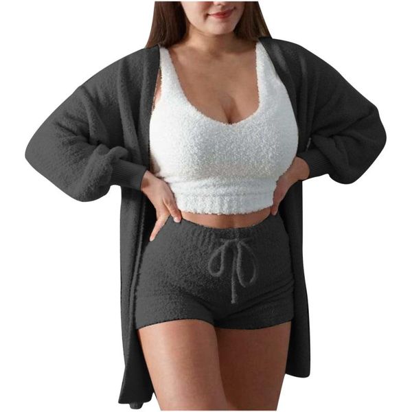 women's tracksuits 3-piece wear fluffy plush soft casual solid color long-sleeved short top, Gray
women's tracksuits 3-piece wear fluffy plush soft casual solid color long-sleeved short top, Gray