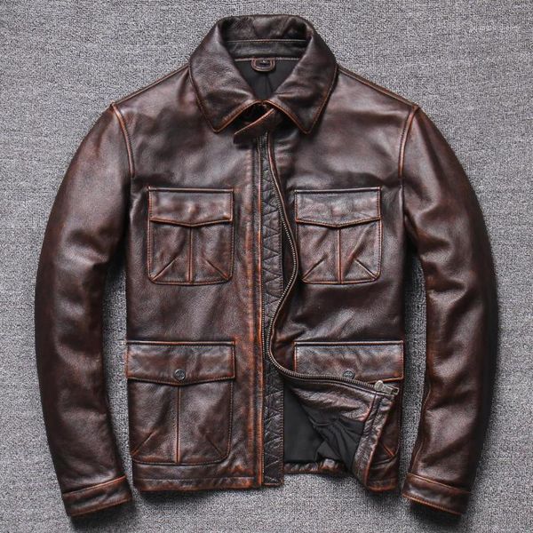 vintage brown safari style genuine leather jacket men plus size 4xl real cowhide autumn slim fit m65 natural coat men's & faux, Black
vintage brown safari style genuine leather jacket men plus size 4xl real cowhide autumn slim fit m65 natural coat men's & faux, Black