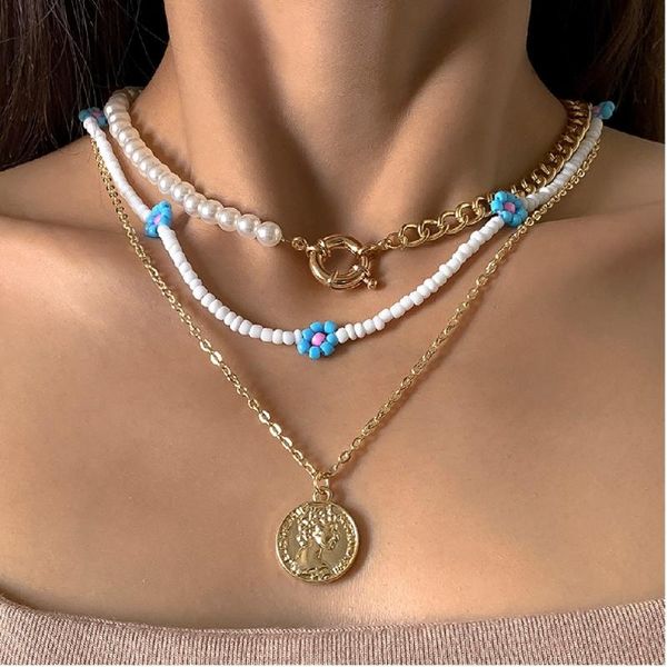 chokers 3pcs/set bohemian portrait pendant necklace for female y2k multilayer pearl flower beaded choker party jewelry 2021, Golden;silver
chokers 3pcs/set bohemian portrait pendant necklace for female y2k multilayer pearl flower beaded choker party jewelry 2021, Golden;silver