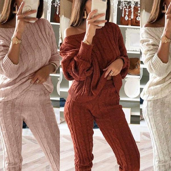 2pcs winter solid color women tracksuits off shoulder sweater pants knitted pajamas set, Gray
2pcs winter solid color women tracksuits off shoulder sweater pants knitted pajamas set, Gray
