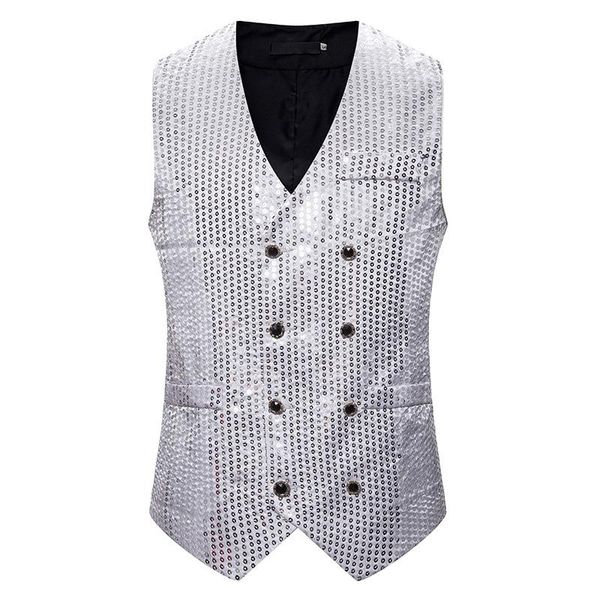 men's vests fashion sequin blazer vest men glitter suit waistcoat nightclub dj stage clothes shiny slivedr sequins for male, Black;white
men's vests fashion sequin blazer vest men glitter suit waistcoat nightclub dj stage clothes shiny slivedr sequins for male, Black;white