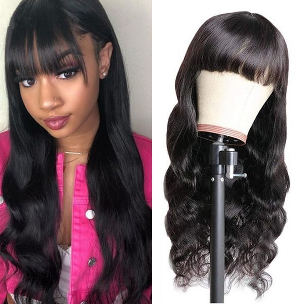 indian body wave wigs human hair with bangs for black women glueless remy machine made 150% density, Black;brown
indian body wave wigs human hair with bangs for black women glueless remy machine made 150% density, Black;brown