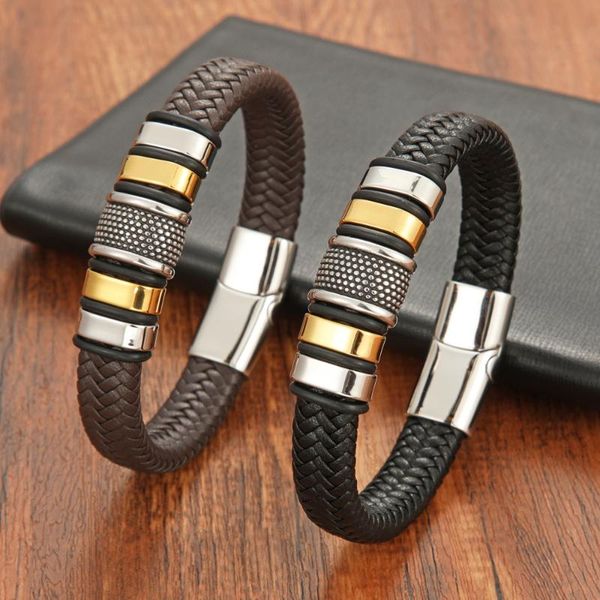 charm bracelets fashion men stainless steel braided leather bangles rock hip hop jewelry handmade wrist band for male birthday gift, Golden;silver
charm bracelets fashion men stainless steel braided leather bangles rock hip hop jewelry handmade wrist band for male birthday gift, Golden;silver
