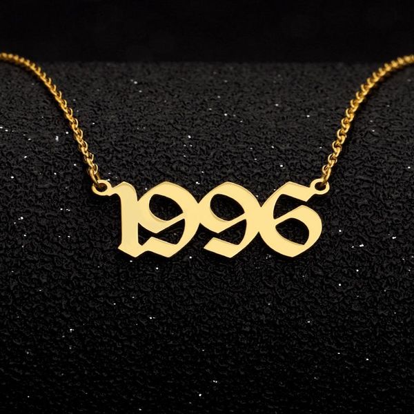 old english font birth year necklaces for women men gold silver color stainless steel chain male female pendant necklace jewelry chokers, Golden;silver
old english font birth year necklaces for women men gold silver color stainless steel chain male female pendant necklace jewelry chokers, Golden;silver