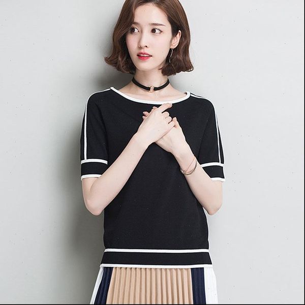 summer women womens sweater pullover white short sleeve casual arrival korea lady pull femme hiver black knitwear, White;black
summer women womens sweater pullover white short sleeve casual arrival korea lady pull femme hiver black knitwear, White;black