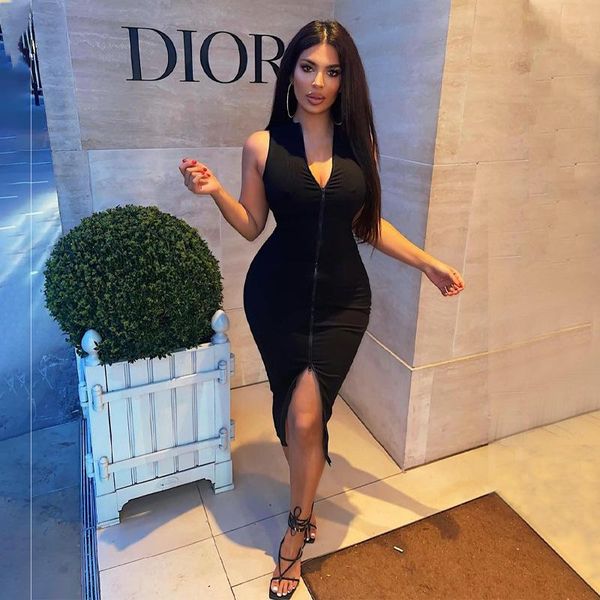 casual dresses 2021 sleeveless zip up o-neck solid dress summer bodycon women fashion streetwear party club clothing y2k ag31570, Black;gray
casual dresses 2021 sleeveless zip up o-neck solid dress summer bodycon women fashion streetwear party club clothing y2k ag31570, Black;gray