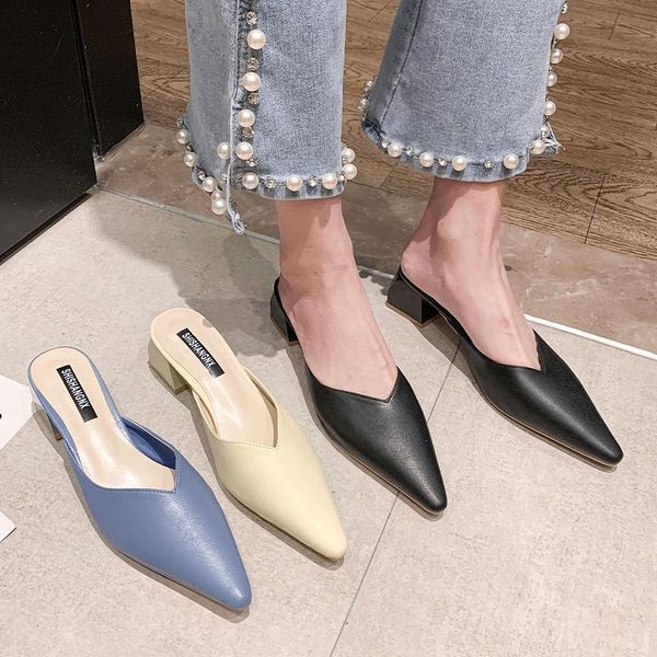 slippers 2021 summer fashion high heels pu solid mules shoes for women indoor outdoor office ladies slides thin, Black
slippers 2021 summer fashion high heels pu solid mules shoes for women indoor outdoor office ladies slides thin, Black