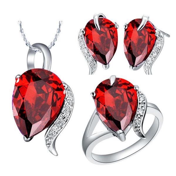earrings & necklace trendy women wedding anniversary necklace/ring/earrings red oval zircon white gold jewelry sets t300-7#, Silver
earrings & necklace trendy women wedding anniversary necklace/ring/earrings red oval zircon white gold jewelry sets t300-7#, Silver