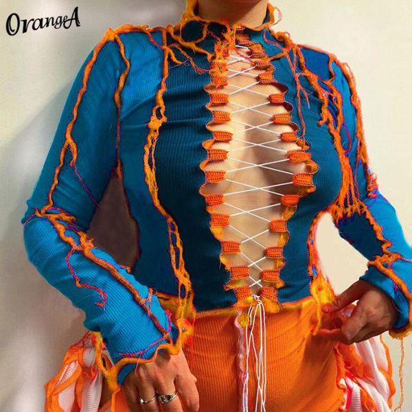 women's t-shirt orangea women hollow out striped patchwork crop long sleeve drawstring bandage streetwear fashion female party club, White
women's t-shirt orangea women hollow out striped patchwork crop long sleeve drawstring bandage streetwear fashion female party club, White