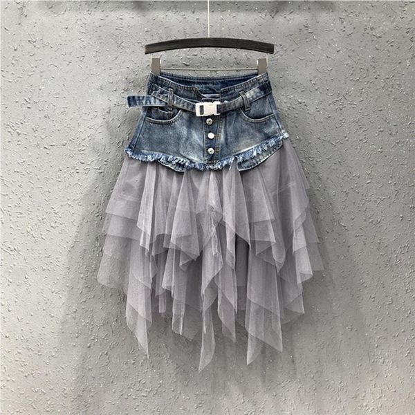 denim skirts plus size women tracksuits asymmetrical mesh patchwork pocket high waist pleated midi skirt streetwear ladies jeans, Gray
denim skirts plus size women tracksuits asymmetrical mesh patchwork pocket high waist pleated midi skirt streetwear ladies jeans, Gray