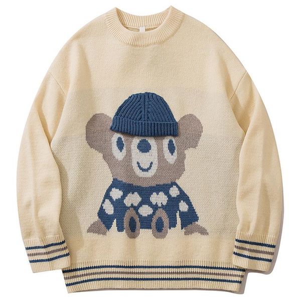 men's sweaters harajuku casual loose sweater men knitted japanese style cartoon bear streetwear pullover women 2021 autumn, White;black
men's sweaters harajuku casual loose sweater men knitted japanese style cartoon bear streetwear pullover women 2021 autumn, White;black