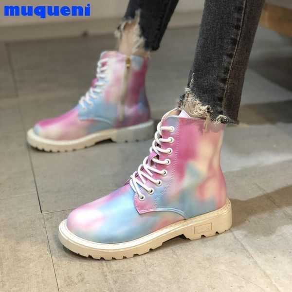 summer boots square heel casual round head rubber conventional front lace-up pu mid side zipper color matching, Black
summer boots square heel casual round head rubber conventional front lace-up pu mid side zipper color matching, Black