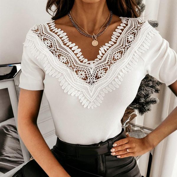 women's blouses & shirts 40#women lace hollow out solid short sleeve slim casual dew shoulder elegant spring, White
women's blouses & shirts 40#women lace hollow out solid short sleeve slim casual dew shoulder elegant spring, White