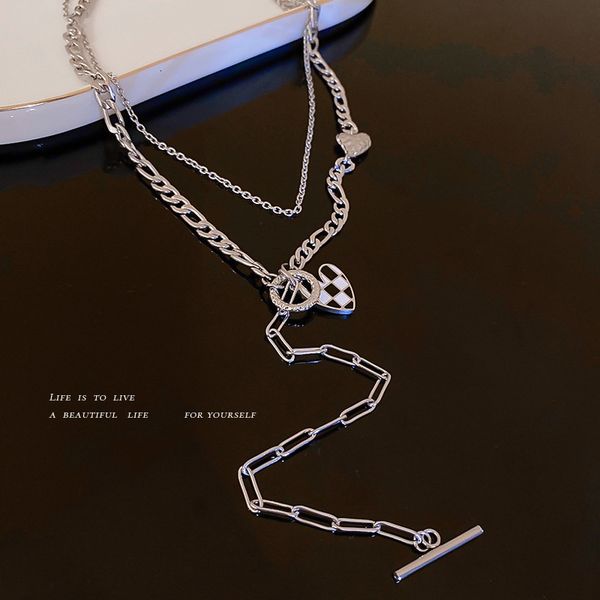 chain women pendants fashion black and white checkered oil dripping love double layer necklace hip hop sweet cool clavicle personalized desi, Silver
chain women pendants fashion black and white checkered oil dripping love double layer necklace hip hop sweet cool clavicle personalized desi, Silver