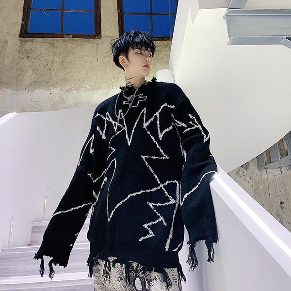 men's sweaters yasuguoji 2021 punk style wool hole sweater men fashion printed loose mens pullover designer knitted, White;black
men's sweaters yasuguoji 2021 punk style wool hole sweater men fashion printed loose mens pullover designer knitted, White;black