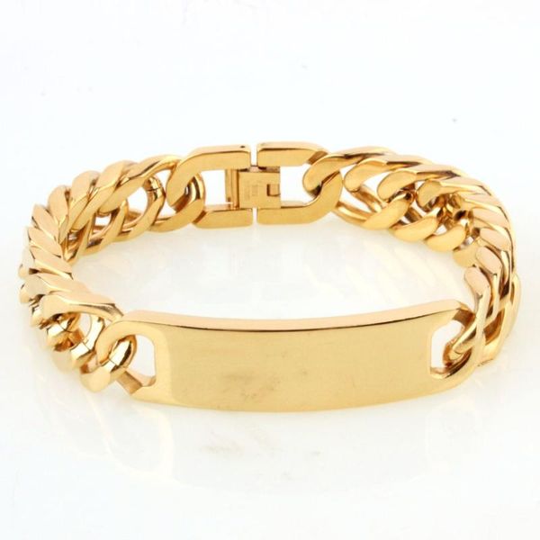 link, chain fashion stainless steel charming gold tone smooth id cuban link bracelet mens boys wristband jewelry xmas gift, Black
link, chain fashion stainless steel charming gold tone smooth id cuban link bracelet mens boys wristband jewelry xmas gift, Black