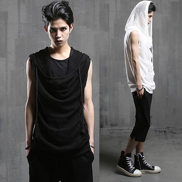 men nightclub singer mesh patchwork stage costume hip hop tee shirts men punk hooded t shirt hiphop clothes streetwear, White;black
men nightclub singer mesh patchwork stage costume hip hop tee shirts men punk hooded t shirt hiphop clothes streetwear, White;black