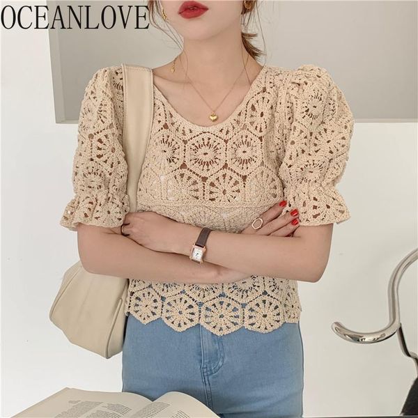 women's blouses & shirts oceanlove hook flower hollow femme solid lace summer puff sleeve women korean chic 2021 blusas mujer, White
women's blouses & shirts oceanlove hook flower hollow femme solid lace summer puff sleeve women korean chic 2021 blusas mujer, White