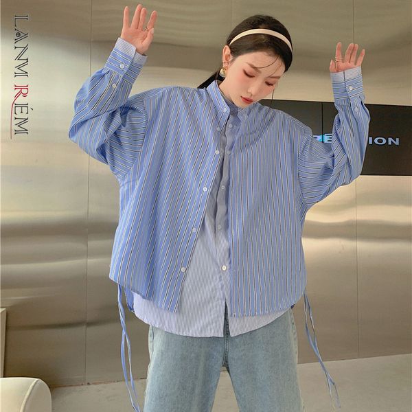 women's striped blue big size blouse stand collar long sleeve loose fitted shirt fashion spring summer 2e1235 210507, White
women's striped blue big size blouse stand collar long sleeve loose fitted shirt fashion spring summer 2e1235 210507, White
