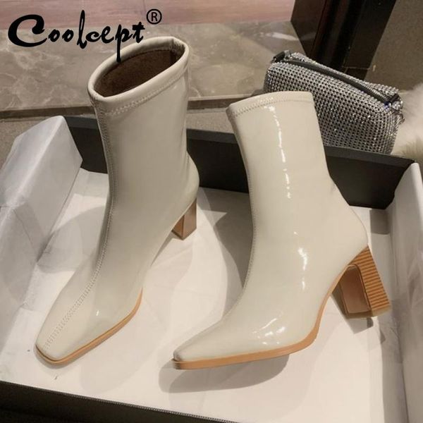 boots coolcept ladies high heel patent leather thick winter shoes women fashion party ankle footwear size 35-40, Black
boots coolcept ladies high heel patent leather thick winter shoes women fashion party ankle footwear size 35-40, Black