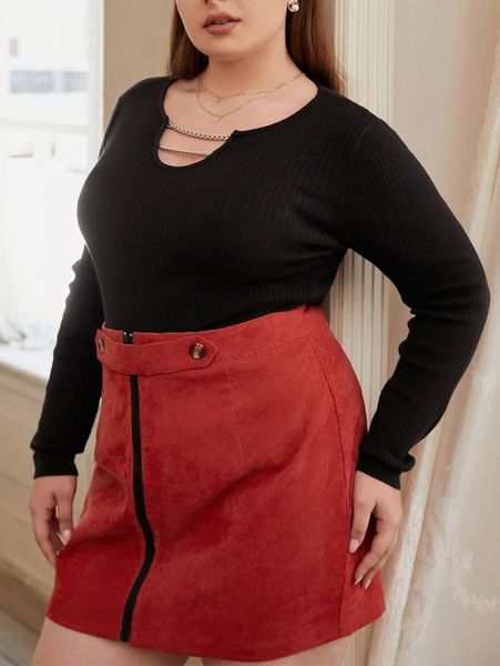 plus chain detail ribbed knit sweater m8gm#, Black
plus chain detail ribbed knit sweater m8gm#, Black