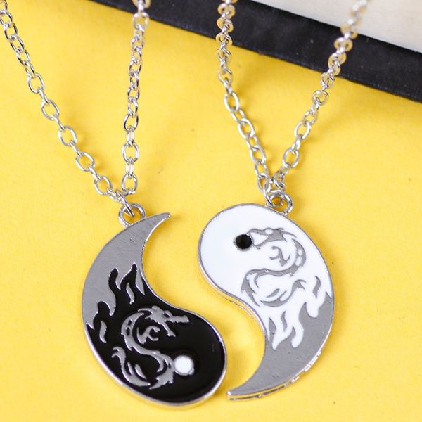 classic dragon tai chi couple necklaces for women men lovers friends trendy yin yang pendant necklace fashion jewelry gifts, Silver
classic dragon tai chi couple necklaces for women men lovers friends trendy yin yang pendant necklace fashion jewelry gifts, Silver