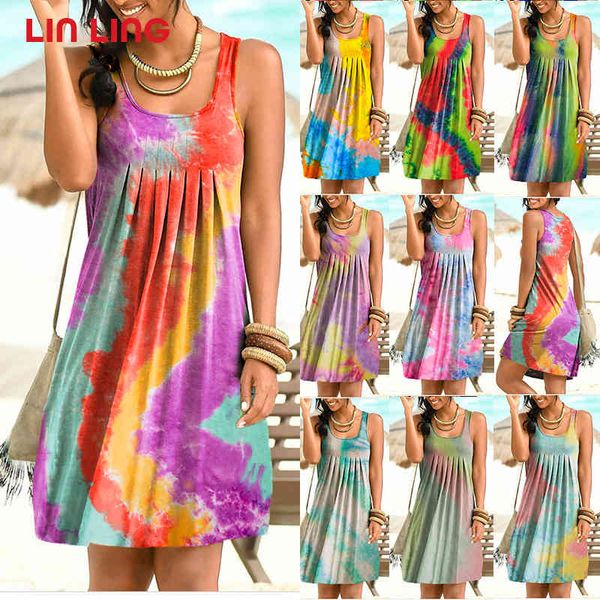 sleeveless tie dye women dress loose vintage beach summer boho dress casual party dress plus size 5xl female vestidos 2021 x0521, Black;gray
sleeveless tie dye women dress loose vintage beach summer boho dress casual party dress plus size 5xl female vestidos 2021 x0521, Black;gray