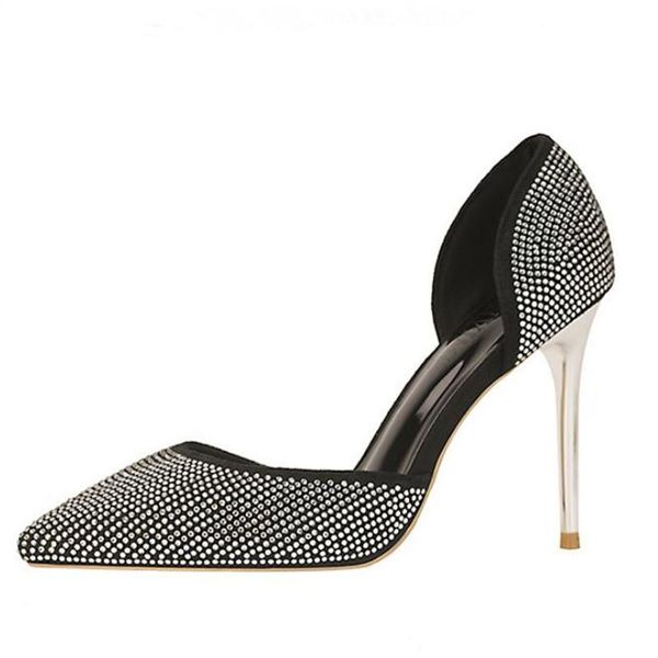 women pumps classic rhinestone shallow high heels flock side empty pointed toe 10cm wedding shoes party zapatos c79 dress, Black
women pumps classic rhinestone shallow high heels flock side empty pointed toe 10cm wedding shoes party zapatos c79 dress, Black