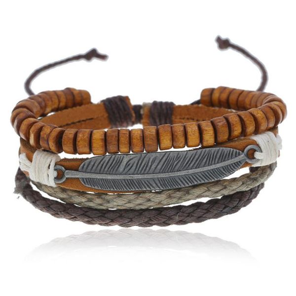 charm bracelets vintage fashion retro feather bracelet multi-layer leather beads wrap bangle casual ethnic wristbands hiphop punk jewelry, Golden;silver
charm bracelets vintage fashion retro feather bracelet multi-layer leather beads wrap bangle casual ethnic wristbands hiphop punk jewelry, Golden;silver