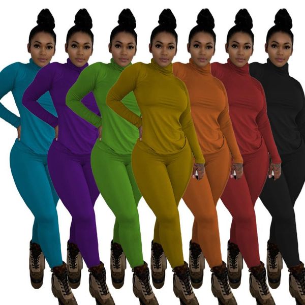 women's two piece pants winter clothes women fashion turtleneck casual tight solid color street wear sets wholesale, White
women's two piece pants winter clothes women fashion turtleneck casual tight solid color street wear sets wholesale, White