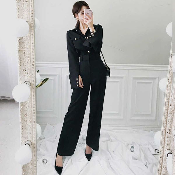 autumn elegant business office work ol style 2 pieces set black single breasted blouse and high waist full pants 210529, White
autumn elegant business office work ol style 2 pieces set black single breasted blouse and high waist full pants 210529, White