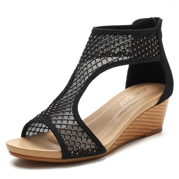 sandals women slope heel hollow out ladies mesh surface refreshing summer female peep toe casual comfortable rome shoes 89ax, Black
sandals women slope heel hollow out ladies mesh surface refreshing summer female peep toe casual comfortable rome shoes 89ax, Black