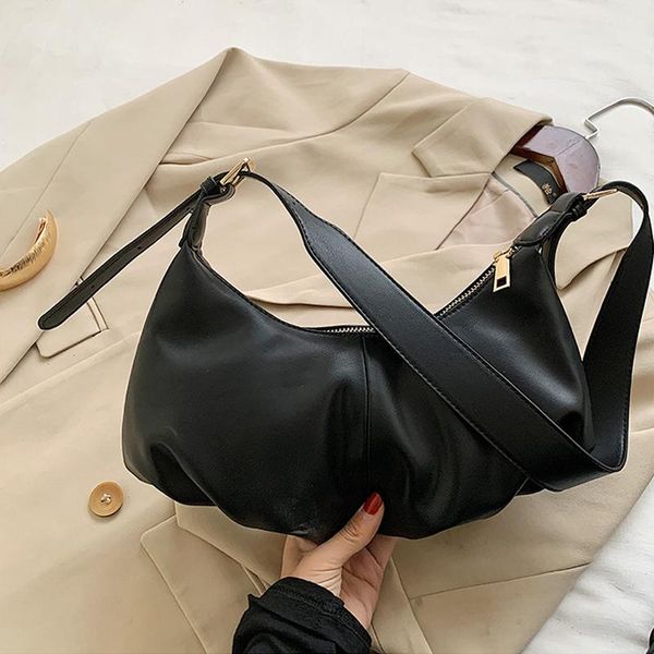 cross body simple small pu leather underarm bags for women 2021 fashion luxury trend shoulder handbags trending hand bag