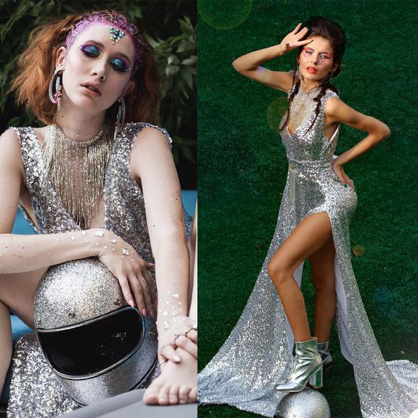 modest glitter silver prom dresses sparkly tassel jewel neck sequined mermaid evening gowns african sweep train party club wear outfit, Black
modest glitter silver prom dresses sparkly tassel jewel neck sequined mermaid evening gowns african sweep train party club wear outfit, Black