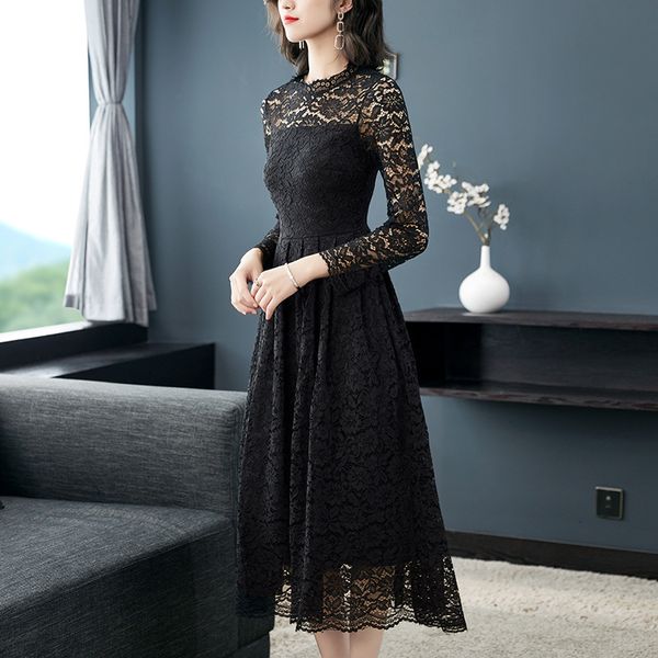 5315# lace dress, Black;gray