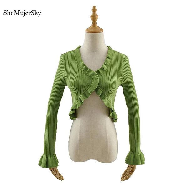women's blouses & shirts shemujersky women solid color knitted cardigan blouse ruffles cropped 2021 long flare sleeve, White
women's blouses & shirts shemujersky women solid color knitted cardigan blouse ruffles cropped 2021 long flare sleeve, White