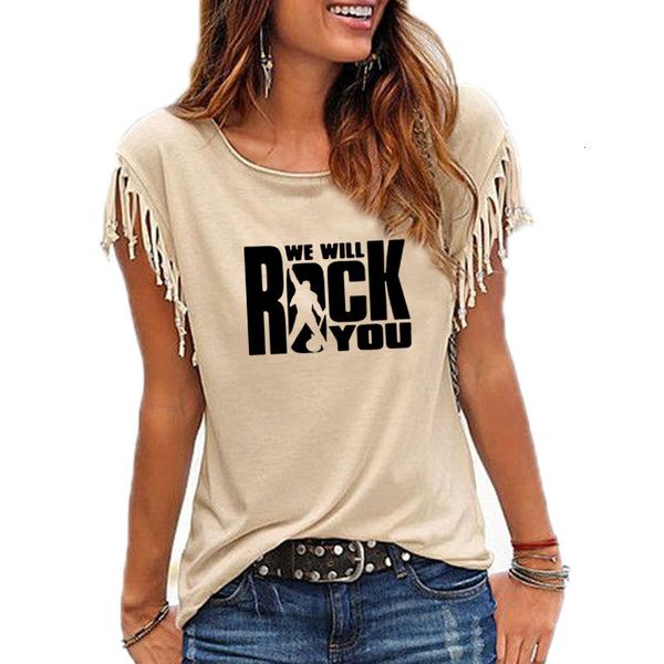 women's t-shirt we will rock you women cotton tassel casual t-shirt queen band tees short sleeve o-neck womens roll clothing t shirt 8f, White
women's t-shirt we will rock you women cotton tassel casual t-shirt queen band tees short sleeve o-neck womens roll clothing t shirt 8f, White