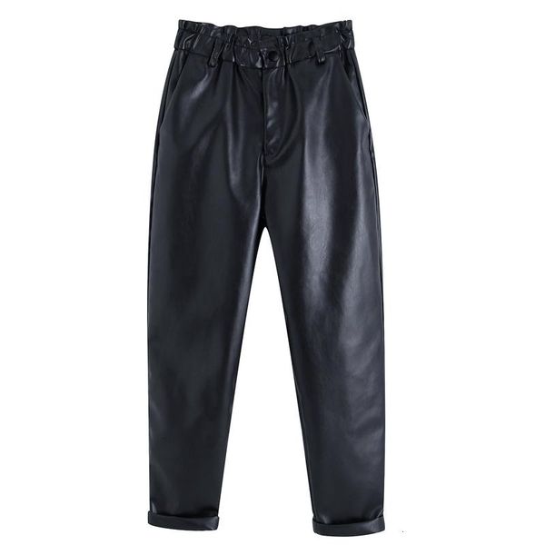 women's pants & capris rr pu leather loose women fashion high imitation trousers elegant button pockets female ladies ju, Black;white
women's pants & capris rr pu leather loose women fashion high imitation trousers elegant button pockets female ladies ju, Black;white
