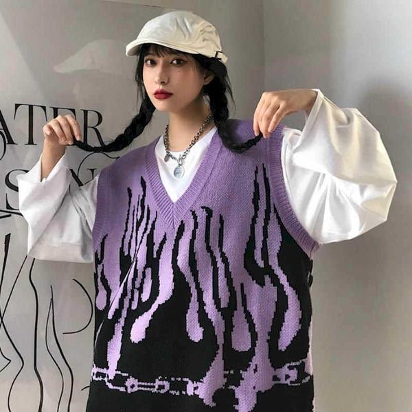 knit sweater vest autumn korean version of hit color flame outer wear loose sleeveless coat men women trend 210526, Black;white
knit sweater vest autumn korean version of hit color flame outer wear loose sleeveless coat men women trend 210526, Black;white