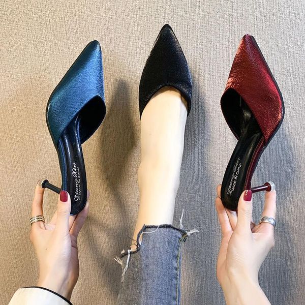 dress shoes high-heeled sandals korean style all-match baotou women's stiletto pointed toe half drag and slippers, Black
dress shoes high-heeled sandals korean style all-match baotou women's stiletto pointed toe half drag and slippers, Black