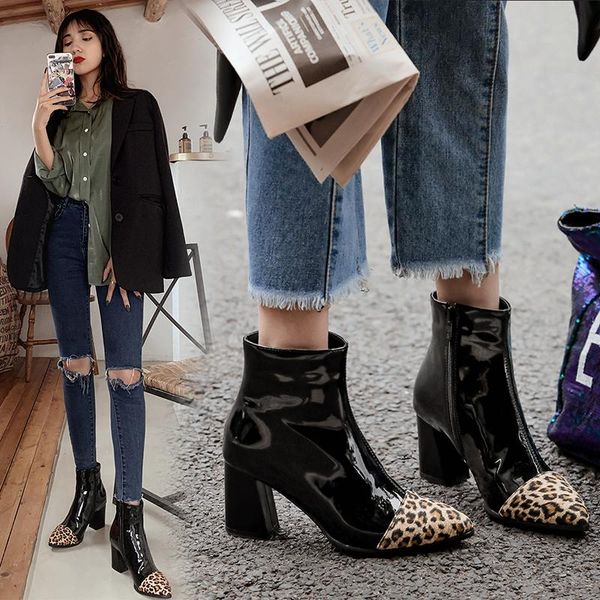 boots 2021 chic women shiny pu leather autumn winter shoes woman spuare toe block heels ankle female botas zapatos mujer, Black
boots 2021 chic women shiny pu leather autumn winter shoes woman spuare toe block heels ankle female botas zapatos mujer, Black
