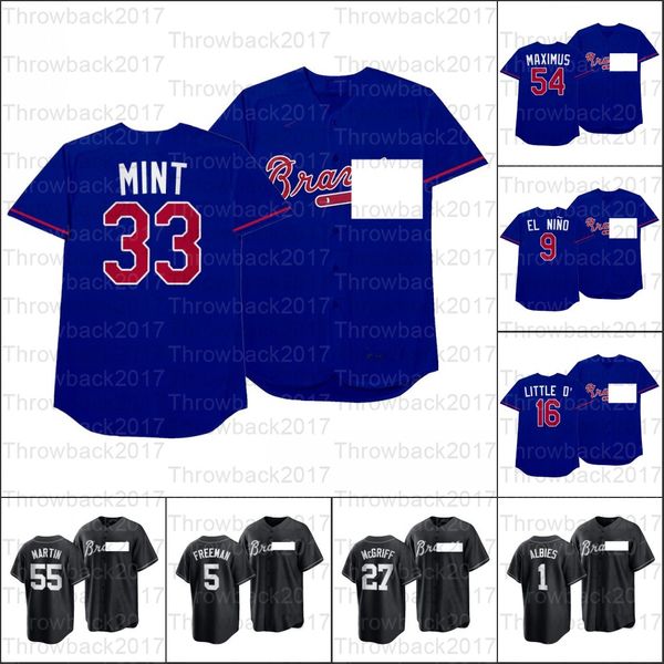 2021 players' weekend all black fashion atlanta jerseys 13 ronald 15 sean newcomb 44 hank aaron 27 riley 40 soroka 2- bj upton 11 ender, Blue;black
2021 players' weekend all black fashion atlanta jerseys 13 ronald 15 sean newcomb 44 hank aaron 27 riley 40 soroka 2- bj upton 11 ender, Blue;black