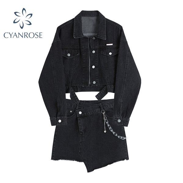 summer cowboy long sleeve short coat jacket & irregular slit chain mini skirt 2 pieces suit korean office lady suits 210430, White
summer cowboy long sleeve short coat jacket & irregular slit chain mini skirt 2 pieces suit korean office lady suits 210430, White