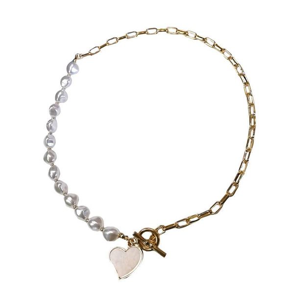 pendant necklaces heart pearl necklace women's fashion design sense splicing creative baroque chain, Silver
pendant necklaces heart pearl necklace women's fashion design sense splicing creative baroque chain, Silver