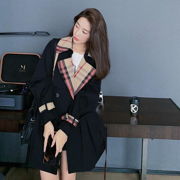 women's trench coats korean style fashion women short coat for plaid double-breasted lady duster spring autumn outerwear, Tan;black
women's trench coats korean style fashion women short coat for plaid double-breasted lady duster spring autumn outerwear, Tan;black