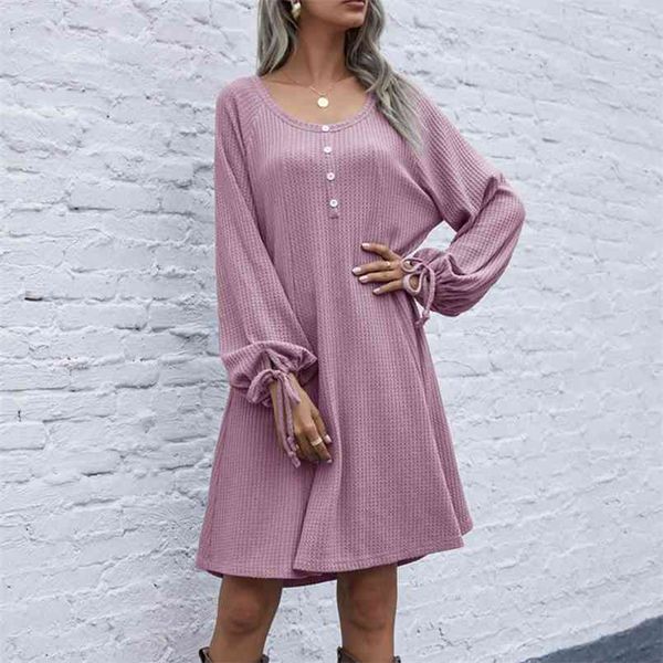spring a-line button lantern sleeve vintage dress for women autumn button drawstring lace knitted female vestido 210508, Black;gray
spring a-line button lantern sleeve vintage dress for women autumn button drawstring lace knitted female vestido 210508, Black;gray