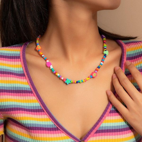 pendant necklaces 2021 trend y2k jewelry bohemian colorful seed beads short clavicle chain choker necklace women men geometric heart accesso, Silver
pendant necklaces 2021 trend y2k jewelry bohemian colorful seed beads short clavicle chain choker necklace women men geometric heart accesso, Silver