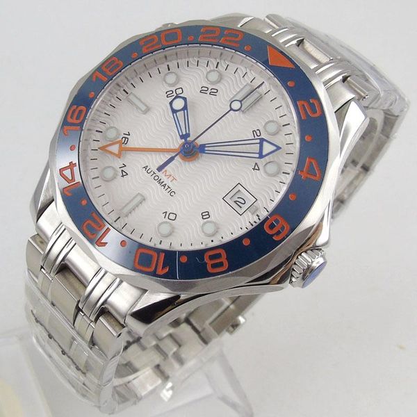 wristwatches 41mm ceramic bezel self winding men's watch automatic gmt movement sapphire glass white steel strap date window, Slivery;brown
wristwatches 41mm ceramic bezel self winding men's watch automatic gmt movement sapphire glass white steel strap date window, Slivery;brown